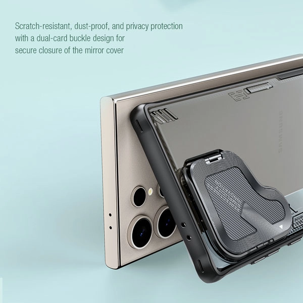 خرید قاب کریستالی مگنتی کمرا استند نیلکین ویژه Samsung Galaxy S24 Ultra مدل Iceblade Prop Magnetic