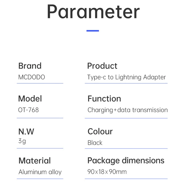 خرید مبدل Type-C به Lightning مک دودو مدل Mcdodo OT-7680