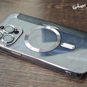 خرید کیف کلاسوری پشت شفاف مگ سیف محافظ لنز دار iPhone 15 Pro Max