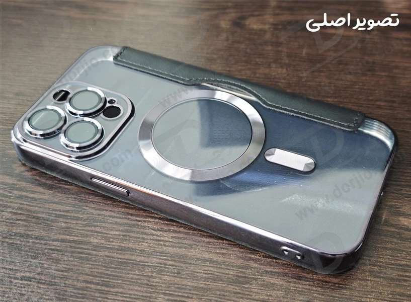 خرید کیف کلاسوری پشت شفاف مگ سیف محافظ لنز دار iPhone 15 Pro Max