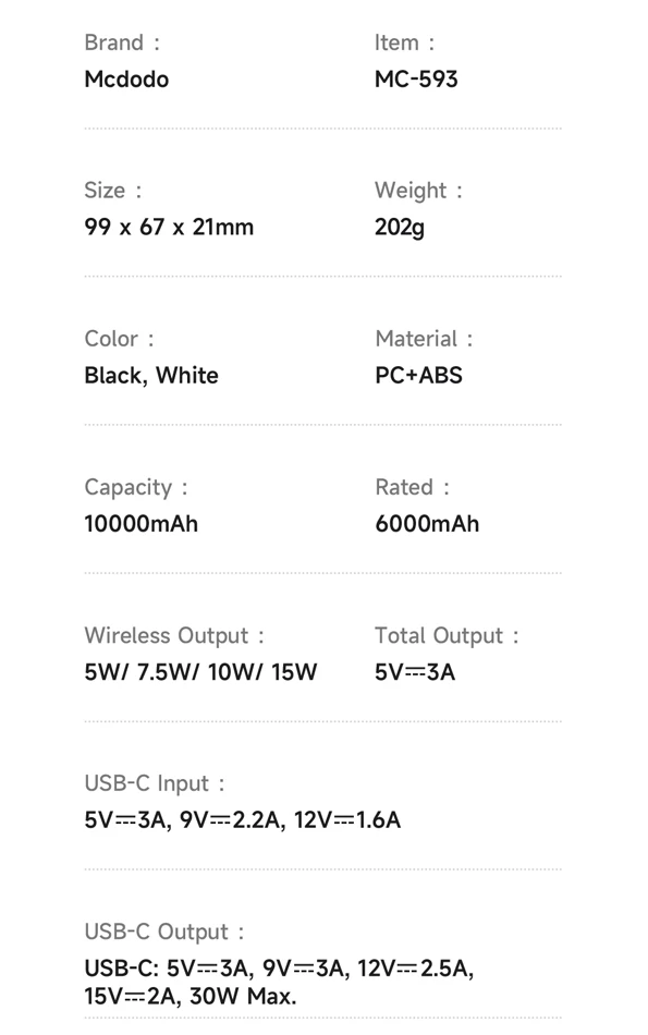 خرید پاور بانک مگ سیف 30 وات 10000 هزار Mcdodo مدل MC-593