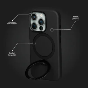 خرید قاب سیلیکونی رینگ استند مگ سیف iPhone 15 Pro مارک Levelo مدل Iris Pro