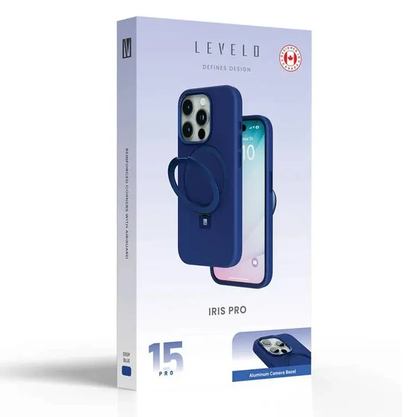 خرید قاب سیلیکونی رینگ استند مگ سیف iPhone 15 Pro مارک Levelo مدل Iris Pro