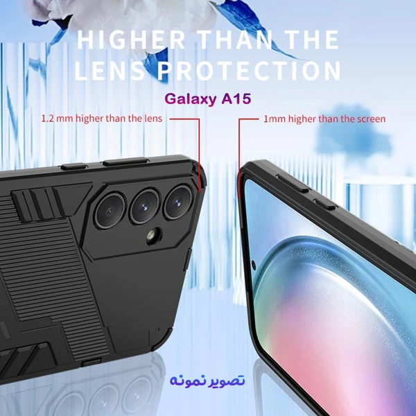 خرید قاب ضد ضربه استند دار Samsung Galaxy A15 مارک BIBERCAS