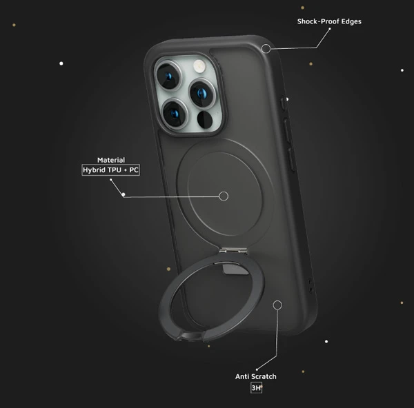 خرید قاب مات رینگ استند مگ سیف iPhone 15 Pro Max مارک Levelo مدل Verona