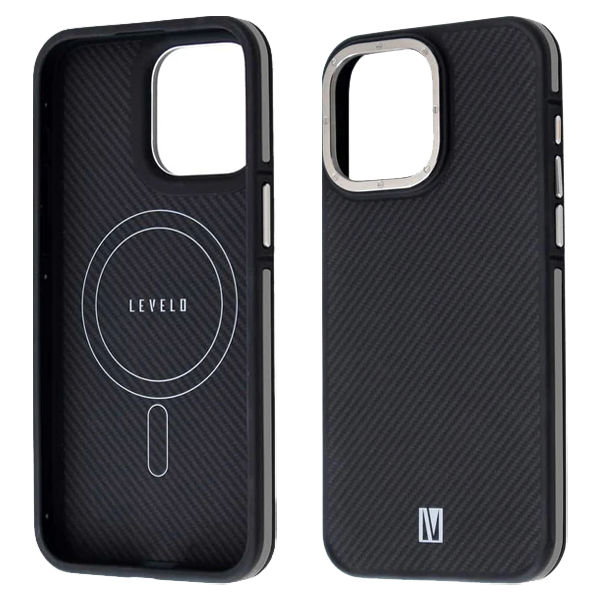 خرید گارد فیبر کربنی مگنتی iPhone 15 Pro مارک LEVELO مدل Ox Carbon