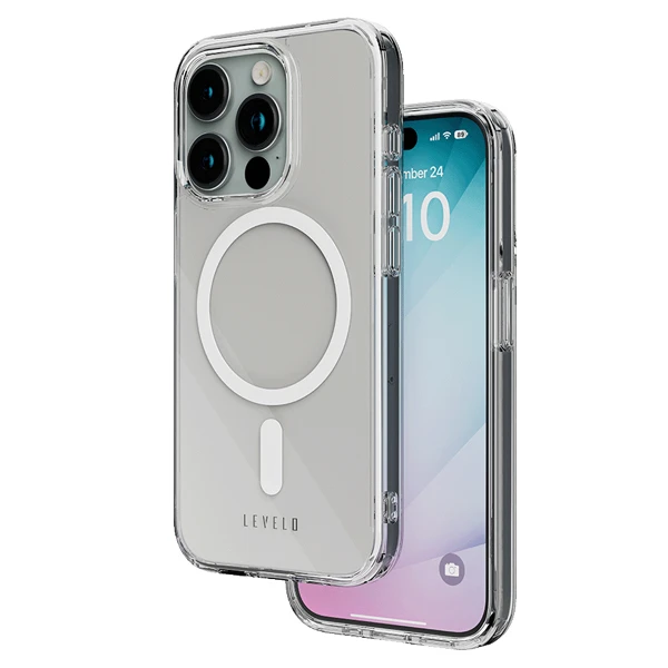 خرید گارد کریستالی شفاف مگ سیف iPhone 15 Pro مارک Levelo مدل Clara 3H