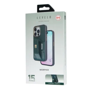 خرید گارد Grip استند چرمی و جا کارتی iPhone 15 Pro مارک LEVELO