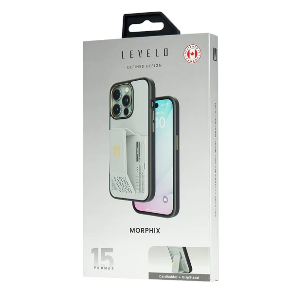 خرید گارد Grip استند چرمی و جا کارتی iPhone 15 Pro مارک LEVELO