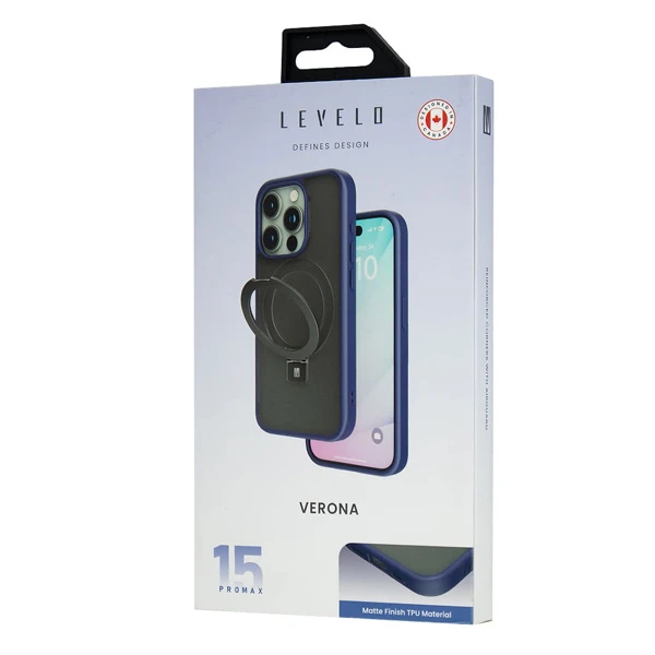 خرید قاب مات رینگ استند مگ سیف iPhone 15 Pro Max مارک Levelo مدل Verona خرید قاب مات رینگ استند مگ سیف iPhone 15 Pro Max مارک Levelo مدل Verona