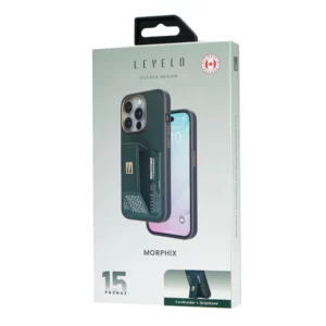 خرید گارد Grip استند چرمی و جا کارتی iPhone 15 Pro مارک LEVELO