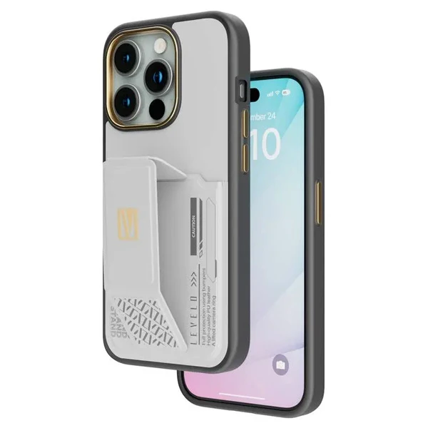 خرید گارد Grip استند چرمی و جا کارتی iPhone 15 Pro مارک LEVELO