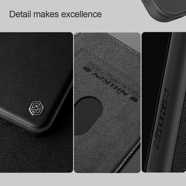 خرید کیف چرمی محافظ دوربین دار iPhone 16 مارک نیلکین مدل Qin Prop Leather Case