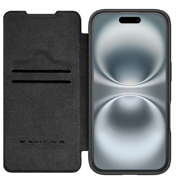 خرید کیف چرمی محافظ دوربین دار iPhone 16 مارک نیلکین مدل Qin Prop Leather Case