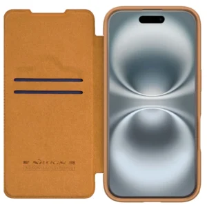 خرید کیف چرمی محافظ دوربین دار iPhone 16 مارک نیلکین مدل Qin Prop Leather Case