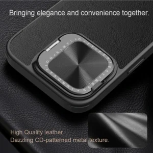 خرید کیف چرمی محافظ دوربین دار iPhone 16 مارک نیلکین مدل Qin Prop Leather Case
