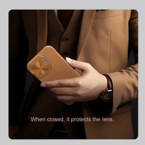 خرید کیف چرمی محافظ دوربین دار iPhone 16 مارک نیلکین مدل Qin Prop Leather Case