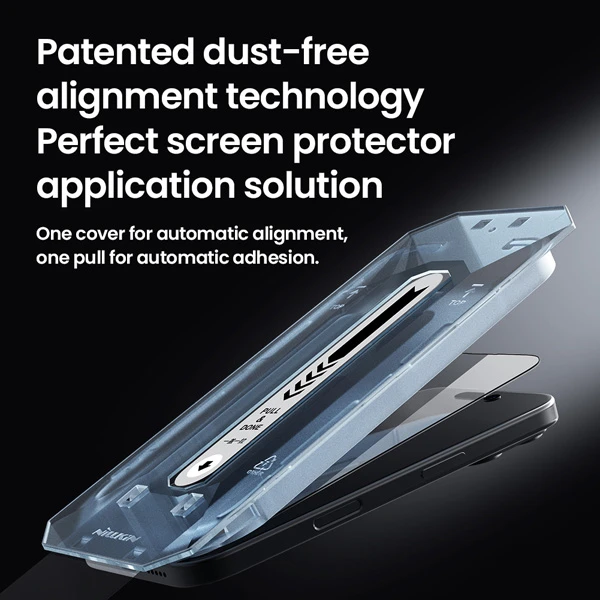 خرید گلس تمام صفحه با ابزار نصب iPhone 16 Pro مارک نیلکین مدل CP+PRO