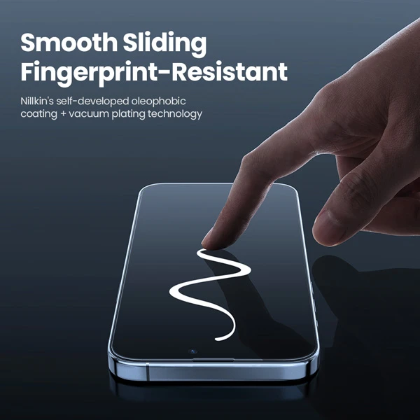 خرید گلس حریم شخصی با ابزار مخصوص نصب iPhone 16 Plus مارک نیلکین مدل Guardian Full Coverage
