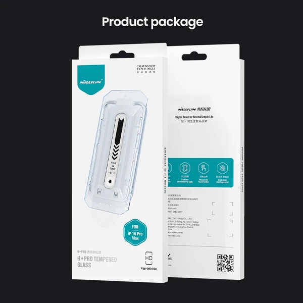 خرید گلس شیشه ای با ابزار نصب iPhone 16 مارک نیلکین مدل H+Pro Anti-Explosion