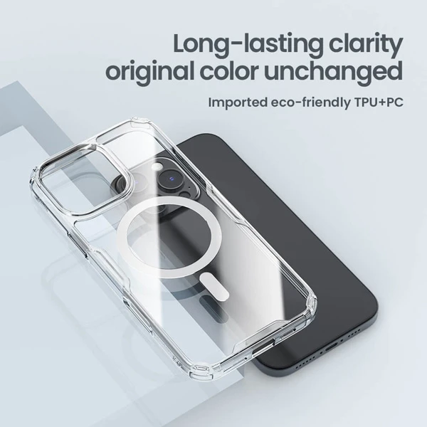 خرید قاب شفاف مگ سیف نیلکین iPhone 16 Pro Max مدل Nature TPU Pro Magnetic خرید قاب شفاف مگ سیف نیلکین iPhone 16 Pro Max مدل Nature TPU Pro Magnetic