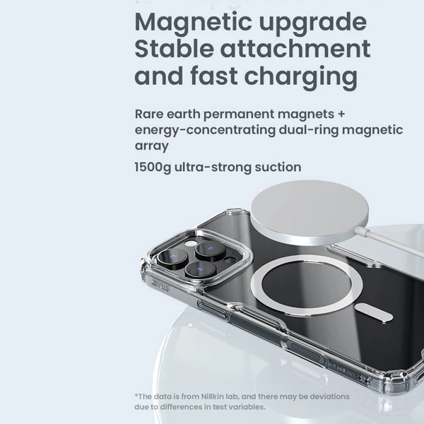 خرید قاب شفاف مگ سیف نیلکین iPhone 16 Pro Max مدل Nature TPU Pro Magnetic خرید قاب شفاف مگ سیف نیلکین iPhone 16 Pro Max مدل Nature TPU Pro Magnetic