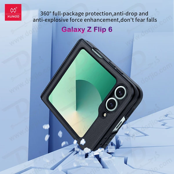 خرید قاب چرمی با محافظ صفحه نمایش پشت Samsung Galaxy Z Flip 6 مارک XUNDD
