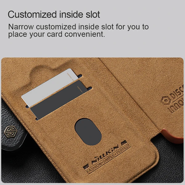 خرید کیف چرمی محافظ دوربین دار iPhone 16 Pro Max مارک نیلکین مدل Qin Prop