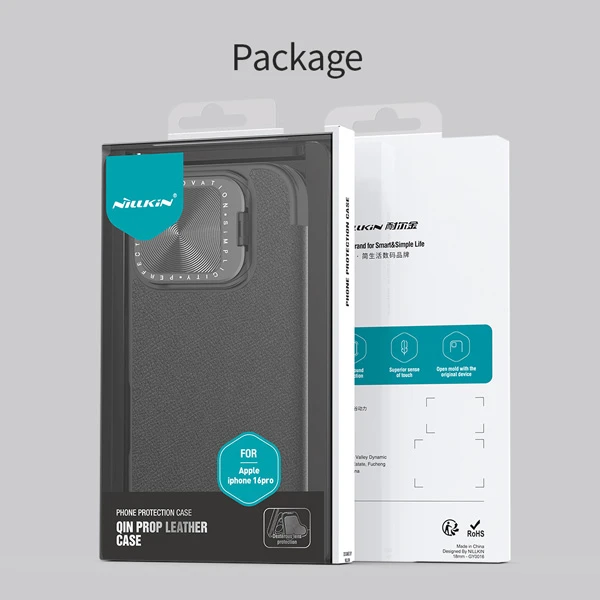 خرید کیف چرمی محافظ دوربین دار iPhone 16 Pro Max مارک نیلکین مدل Qin Prop