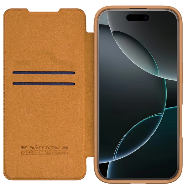 خرید کیف چرمی محافظ دوربین دار iPhone 16 Pro Max مارک نیلکین مدل Qin Prop