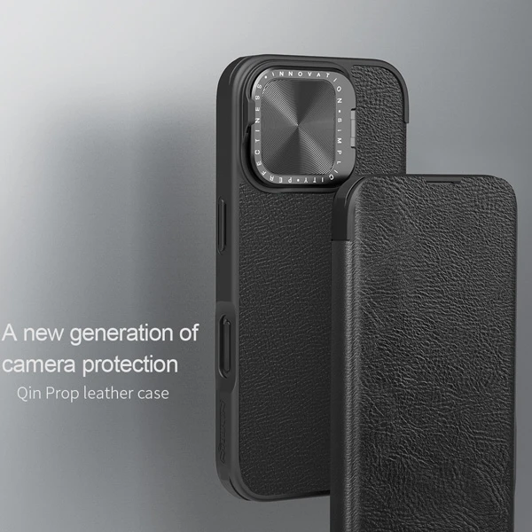 خرید کیف چرمی محافظ دوربین دار iPhone 16 مارک نیلکین مدل Qin Prop Leather Case خرید کیف چرمی محافظ دوربین دار iPhone 16 مارک نیلکین مدل Qin Prop Leather Case