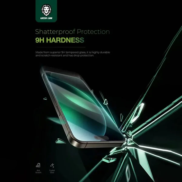 خرید گلس شیشه ای iPhone 16 مارک Green Lion مدل 9H Steve HD خرید گلس شیشه ای iPhone 16 مارک Green Lion مدل 9H Steve HD