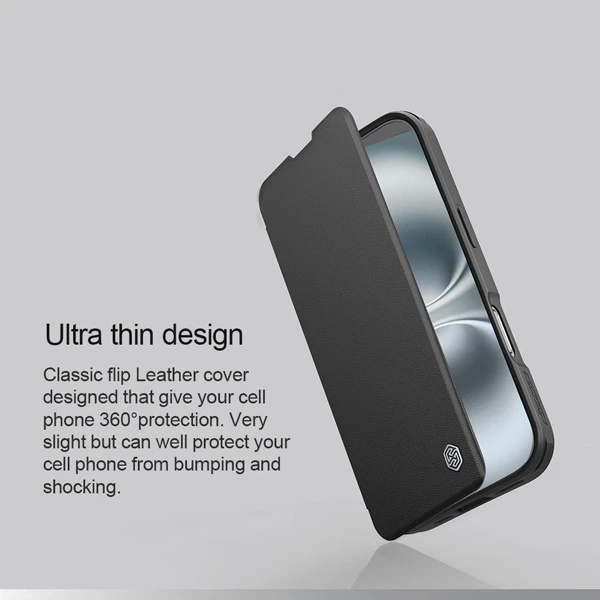 خرید کیف چرمی محافظ دوربین دار iPhone 16 Plus مارک نیلکین مدل Qin Prop خرید کیف چرمی محافظ دوربین دار iPhone 16 Plus مارک نیلکین مدل Qin Prop