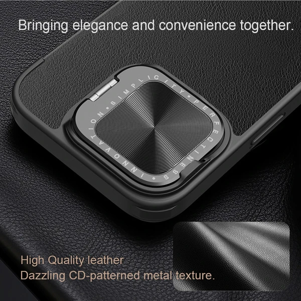 کیف چرمی محافظ دوربین دار iPhone 16 Plus مارک نیلکین مدل Qin Prop