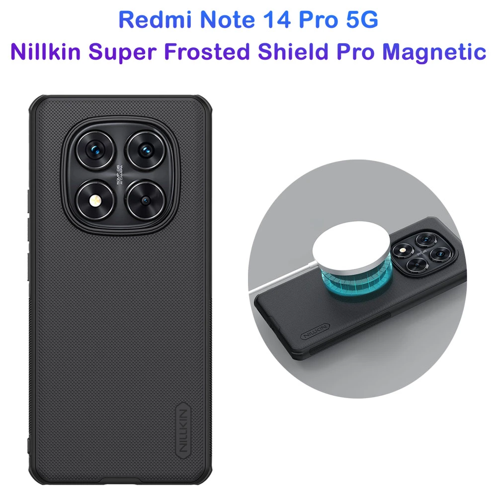 خرید قاب ضد ضربه مگنتی Xiaomi Redmi Note 14 Pro 5G مارک نیلکین مدل Super Frosted Shield Pro Magnetic