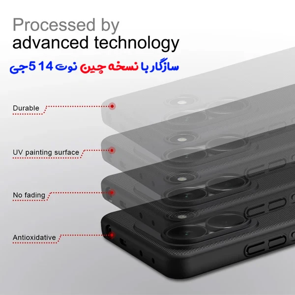 خرید قاب محافظ Xiaomi Redmi Note 14 5G نسخه چین China مارک نیلکین مدل Super Frosted Shield