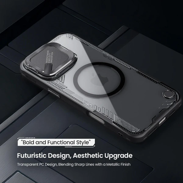 خرید قاب کریستالی مگنتی کمرا استند iPhone 16 Pro Max مارک نیلکین مدل Iceblade Prop Magnetic