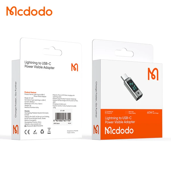 خرید مبدل دیجیتالی Lightning به Type-C مارک Mcdodo مدل OT-599 مجهز به صفحه نمایش