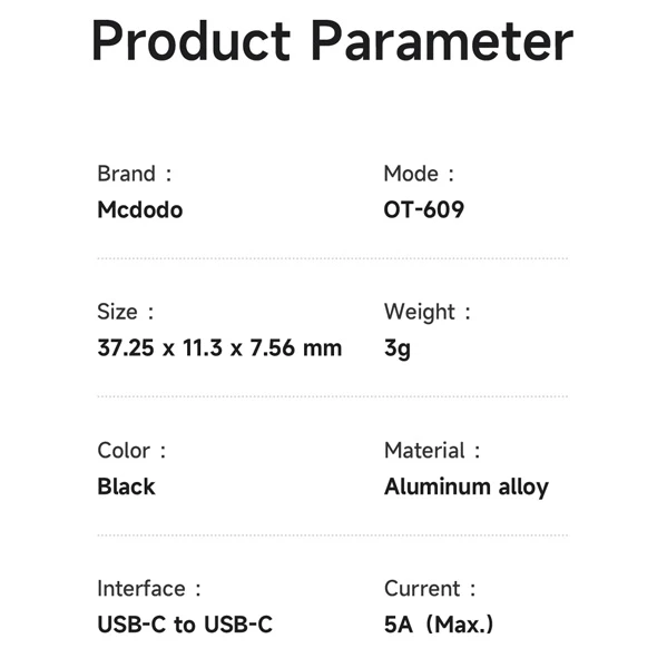 خرید مبدل دیجیتالی Type-Cبه Type-C مارک Mcdodo مدل OT-609 مجهز به صفحه نمایش
