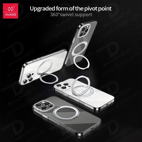 خرید کریستال شفاف رینگ استند مگ سیف iPhone 13 Pro Max مارک XUNDD سری Zero Sense دارای استیکر