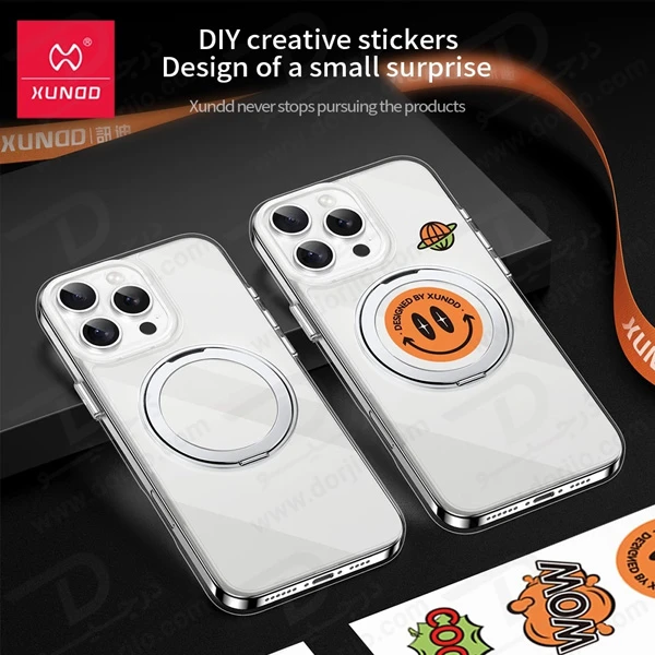 خرید کریستال شفاف رینگ استند مگ سیف iPhone 13 Pro Max مارک XUNDD سری Zero Sense دارای استیکر