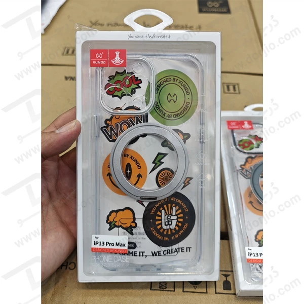 خرید کریستال شفاف رینگ استند مگ سیف iPhone 13 Pro Max مارک XUNDD سری Zero Sense دارای استیکر