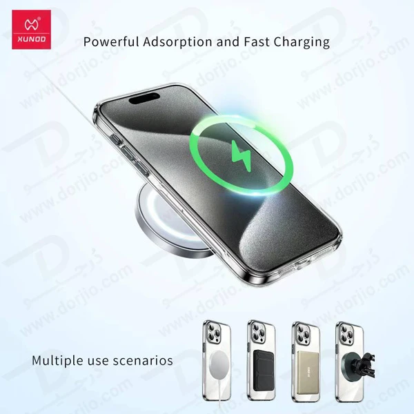 خرید کریستال شفاف رینگ استند مگ سیف iPhone 13 Pro Max مارک XUNDD سری Zero Sense دارای استیکر