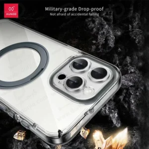 خرید کریستال شفاف رینگ استند مگ سیف iPhone 13 Pro Max مارک XUNDD سری Zero Sense دارای استیکر