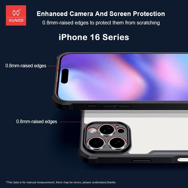 خرید کریستال شیلد شفاف iPhone 16 مارک XUNDD سری Beatle