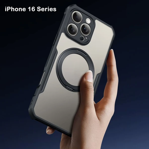 خرید گارد شفاف رینگ استند مگ سیف iPhone 16 Pro Max مارک XUNDD سری Beatle Magnetic Holder