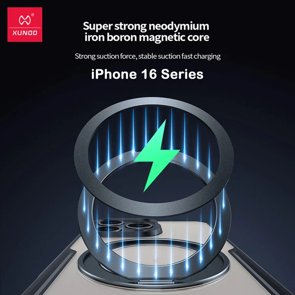 خرید گارد شفاف رینگ استند مگ سیف iPhone 16 Pro Max مارک XUNDD سری Beatle Magnetic Holder