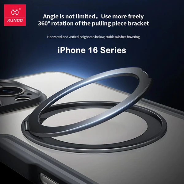 خرید گارد شفاف رینگ استند مگ سیف iPhone 16 Pro Max مارک XUNDD سری Beatle Magnetic Holder