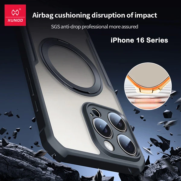 خرید گارد شفاف رینگ استند مگ سیف iPhone 16 Pro Max مارک XUNDD سری Beatle Magnetic Holder