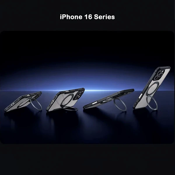 خرید گارد شفاف رینگ استند مگ سیف iPhone 16 Pro Max مارک XUNDD سری Beatle Magnetic Holder